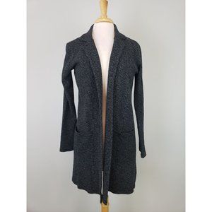 Lucky Brand Stretch Tweed Open Front Cardigan Black Size Medium